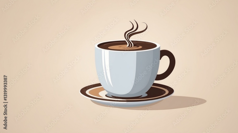 Obraz premium Steaming Hot Beverage in a Ceramic Cup with Saucer Perfect for Coffee or Tea Lovers Ideal for
