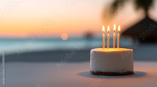Beach Sunset Cake Candles Celebration