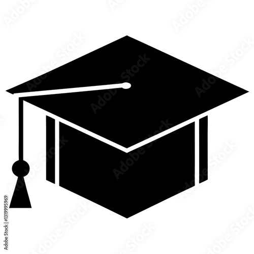 Graduation Hat Cap Flat Icon for Apps & Websites - Vector Illustration, Clipart, Cartoons, Graduation hat icon design for apps & websites, perfect for education-themed projects. 