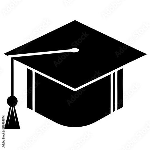 Graduation Hat Cap Flat Icon for Apps & Websites - Vector Illustration, Clipart, Cartoons, Graduation hat icon design for apps & websites, perfect for education-themed projects. 