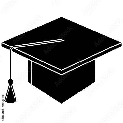 Graduation Hat Cap Flat Icon for Apps & Websites - Vector Illustration, Clipart, Cartoons, Graduation hat icon design for apps & websites, perfect for education-themed projects. 