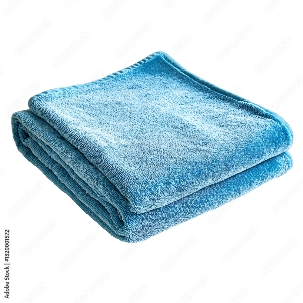 Yoga towel folded neatly for compact storage, isolated on a white transparent background.