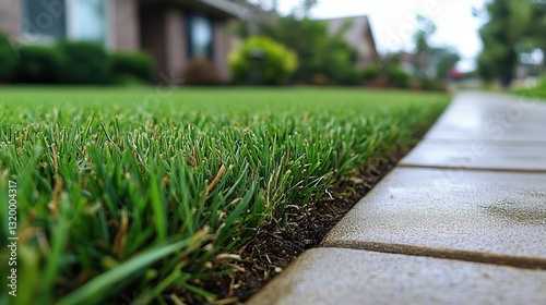 Wallpaper Mural A close up of a freshly edged lawn next to a concrete walkway, showing clean and precise edges that highlight professional lawn maintenance. Torontodigital.ca