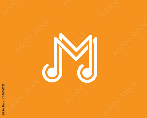 Letter M logo design in the shape of a music note.