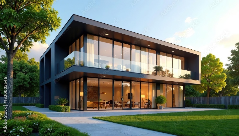 Modern two-story office building, suburban setting, sunlight, white, grass Modern two-story office building, suburban setting, sunlight, white, grass