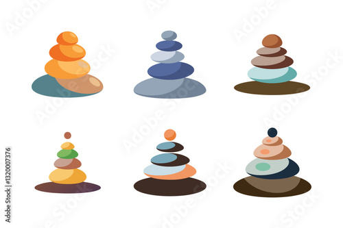 Meditation stones vector art illustration bundle