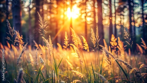 sunset in the forest