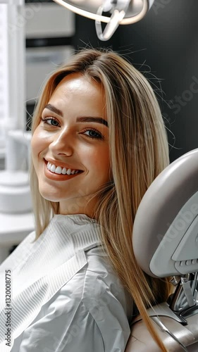 Smiling young woman at dental office ready for check-up session in comfortable environment
