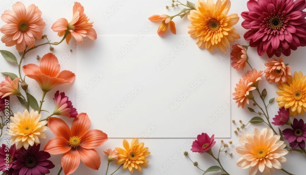 Floral Frame with Blank White Space for Text or Message Floral Frame with Blank White Space for Text or Message