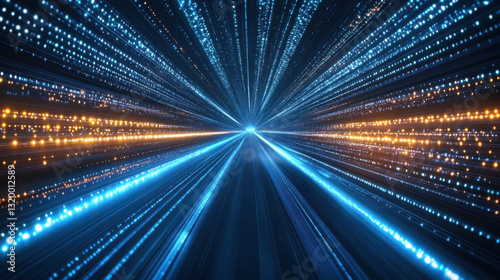 Abstract Light Trails in Blue and Orange with Dynamic Motion Effect