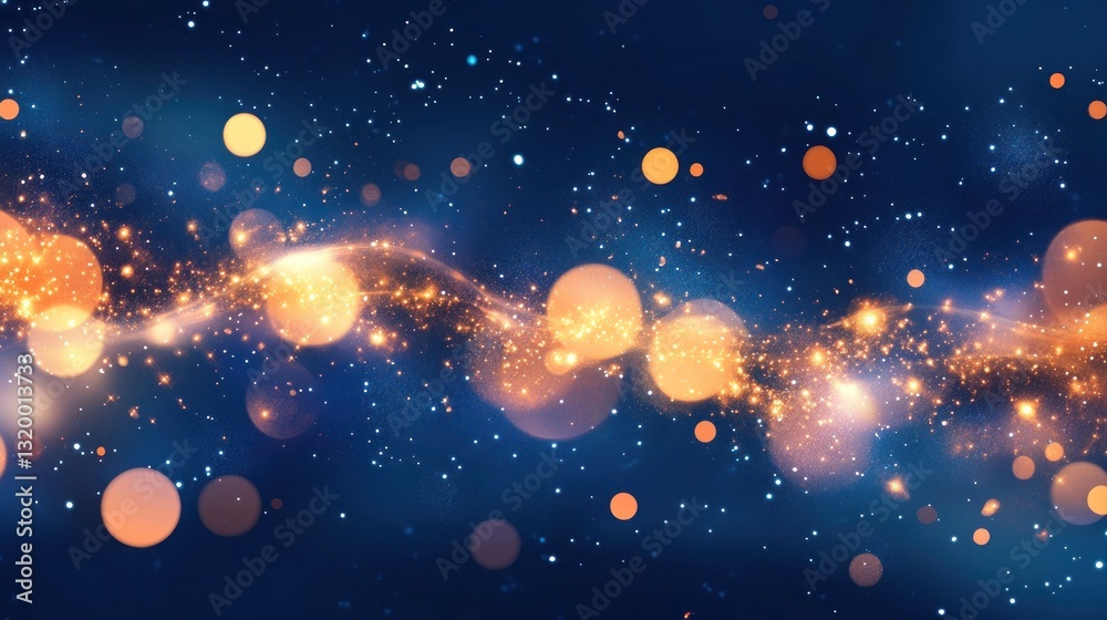 Fototapeta premium Celestial Sparkles: A Night Sky of Shimmering Lights and Glowing Stardust