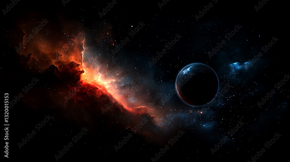 Obraz premium Dark Planet Cosmic Nebula Space Background