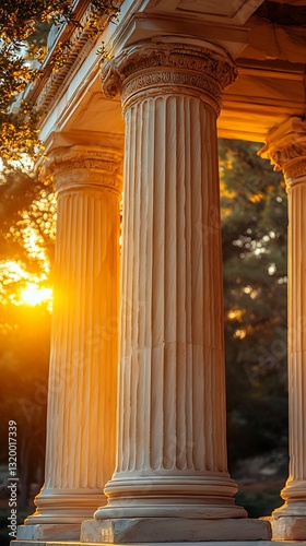 Sunset greek historic columns high resolution hd photo