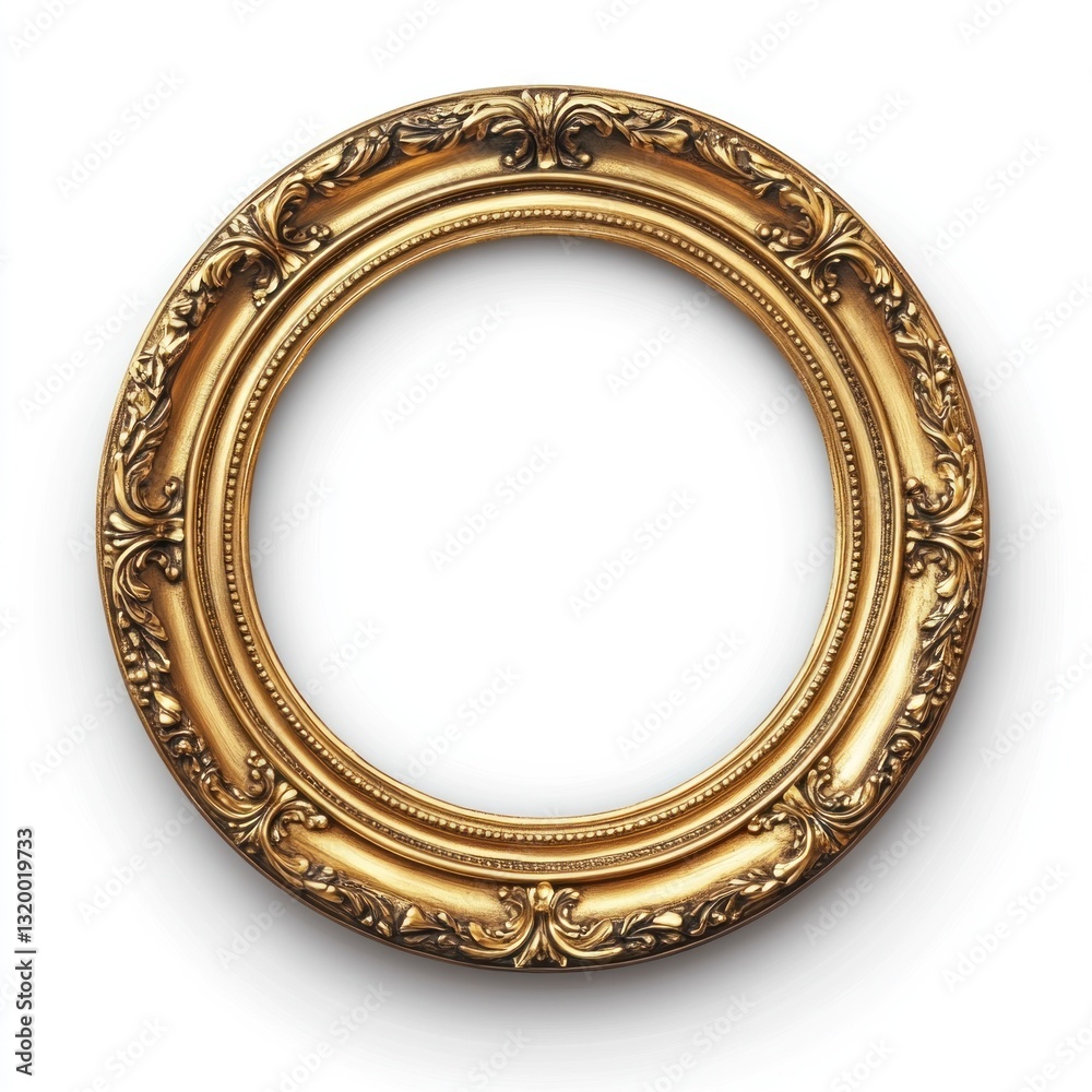 Ornate gold round frame isolated on white. Ornate gold round frame isolated on white.