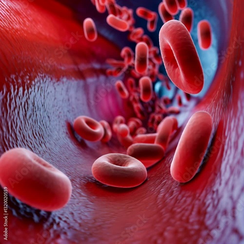 Deep within the intricate network of blood vessels, a multitude of red flow relentlessly, carrying vital