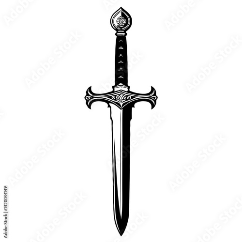 Sword medieval fantasy weapon vector ornate steel blade