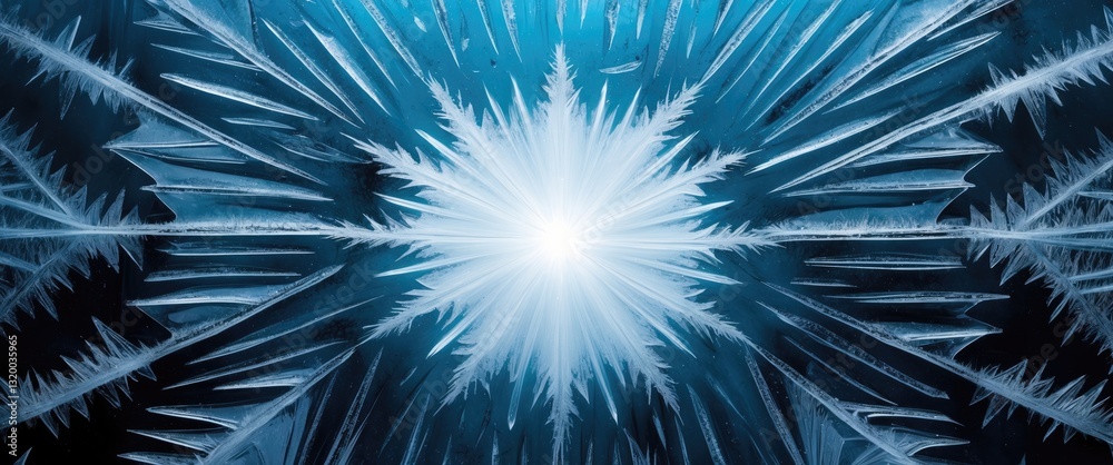 Fototapeta premium Ice on a window, backdrop