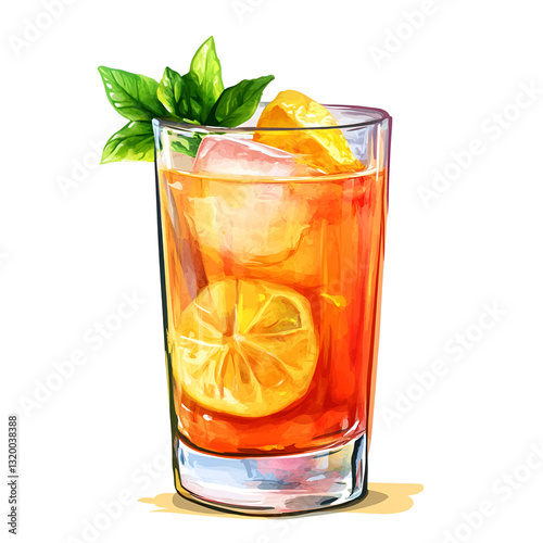Glass of lemonade watercolor clipart isolated