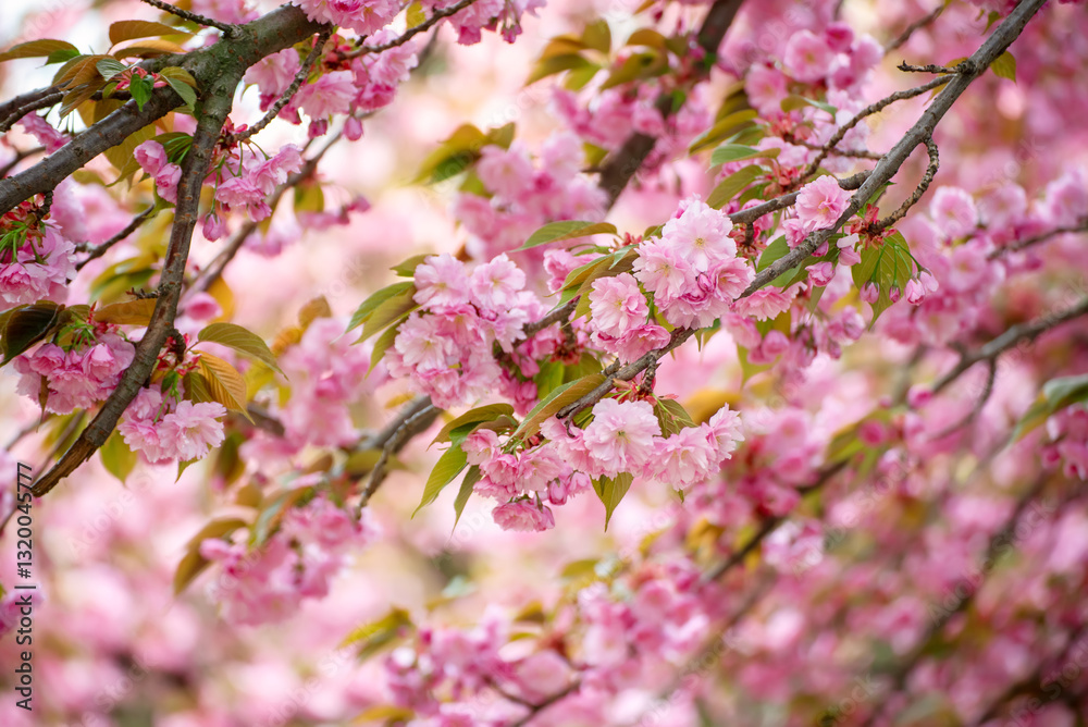 Fototapeta premium Sakura flowers blooming, spring seasonal Easter background