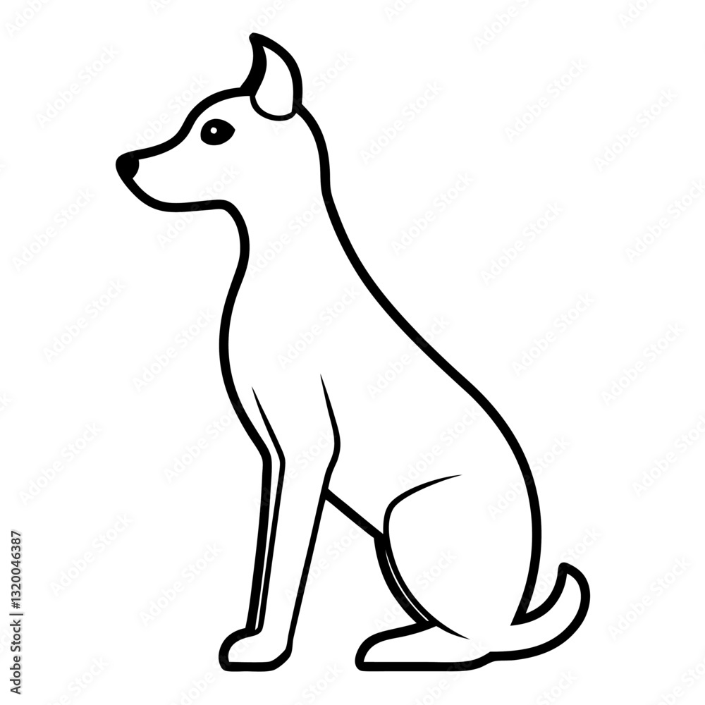 Obraz premium Vector Black Silhouette of a Dog Head Isolated on White Background - Cartoon Clipart Design, Vector black dog head silhouette on white background, ideal for design and clipart use.