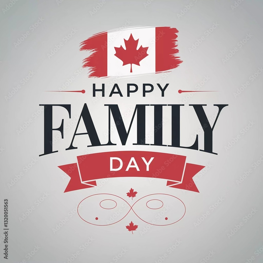 Festive Family Day Graphic with Flag and Maple Leaf Accents Festive Family Day Graphic with Flag and Maple Leaf Accents