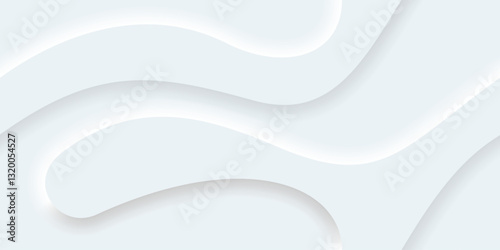 Abstract white background with wave pattern. Vector wavy organic flow with light and shadow texture for curve line clean minimalistic background