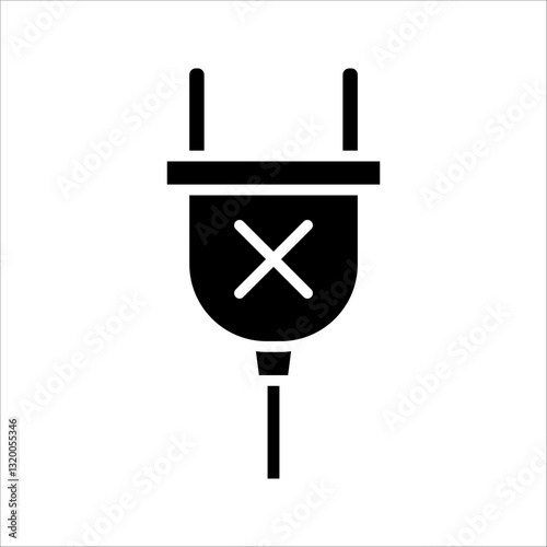 No plug  Icon. Symbol isolated white background. vector illustration. color editable.