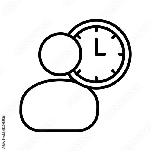 Person overtime, attendance  Icon. Symbol isolated white background. vector illustration. color editable.