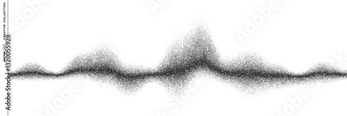 Sound wave equalizer with dot noise effect. Music soundwave halftone spectrum, audio dynamic visualizer