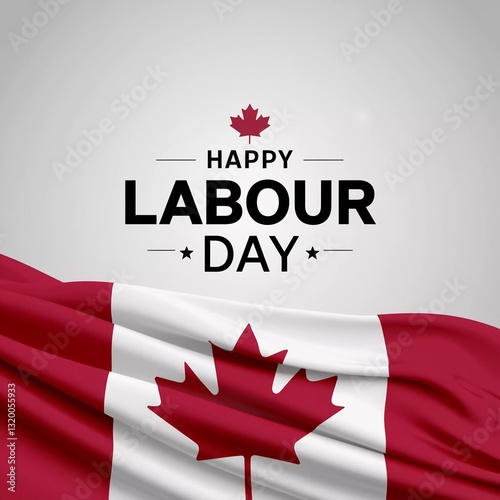 Celebrating Happy Labour Day with national flag waving in the background ,AI generated