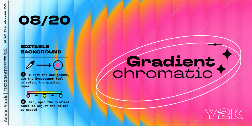 Reeded glass background. Pink, orange, blue gradient on white background for trendy Y2K design poster. Vector modern gradient background with glass displacement effect of 3D ribbed glass morphism text