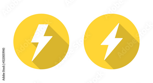 Free Download Lightning, energy icon with long shadow. Thunder bolt, electric, power sign symbol - GFXLoad
