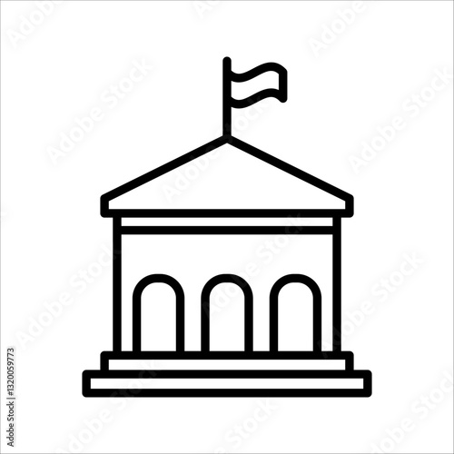 City hall building Icon. Symbol isolated white background. vector illustration. color editable.
