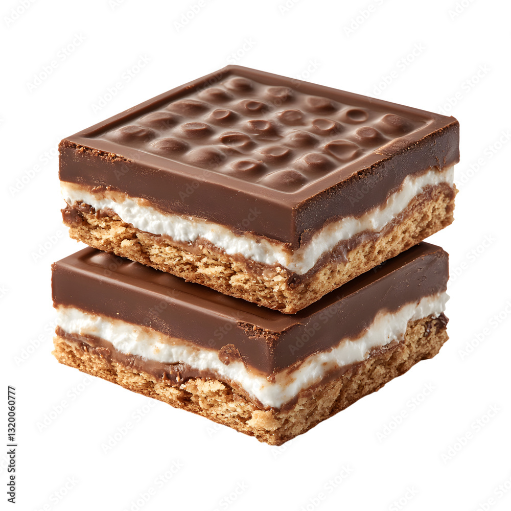 Caramel S'mores Bars with Chocolate and Marshmallows Isolated on Transparent Background Caramel S'mores Bars with Chocolate and Marshmallows Isolated on Transparent Background