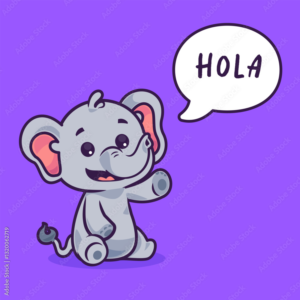 Naklejka premium Cute elephant cartoon flat vector illustration. cute vector elephant pose cartoon design