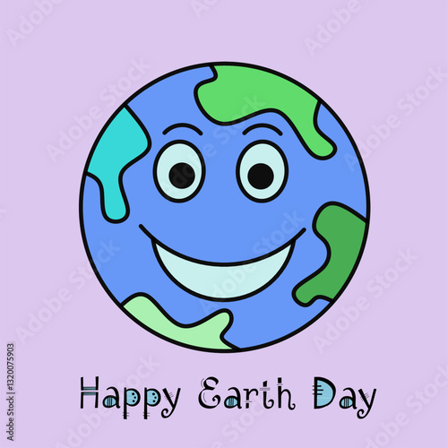 Earth Doodle icon vector illustration, earth cartoon image,earth day cartoon character design ,planet earth doodle stock vector