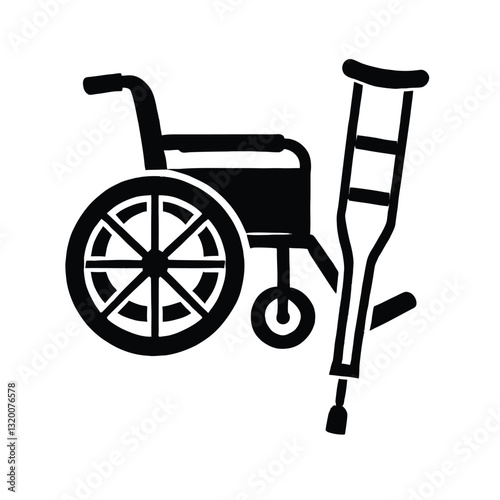Wheelchair Silhouette with Crutches