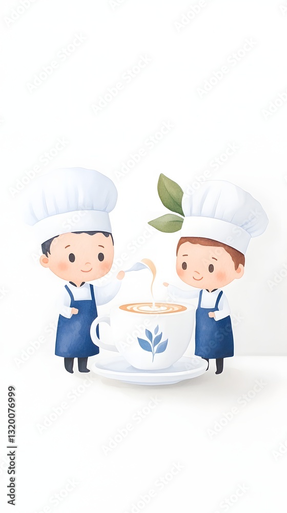 Miniature baristas and coffee, generation AI Miniature baristas and coffee, generation AI