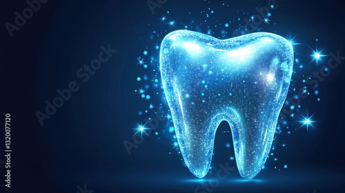 Sparkling tooth illustration symbolizes a bright and healthy smile with effective dental care and hygiene practices