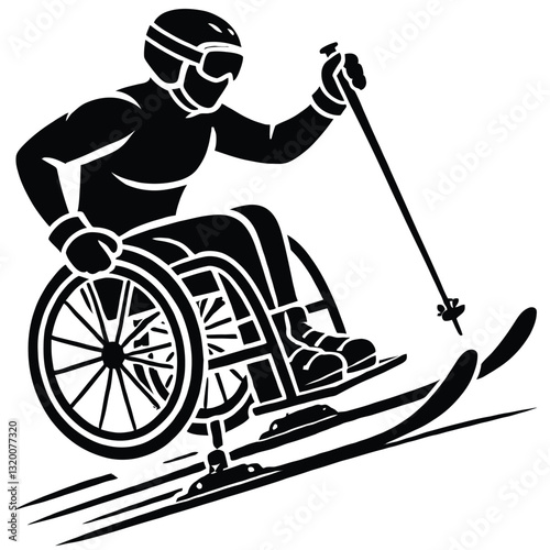 Adaptive Skier Gliding Down Slope