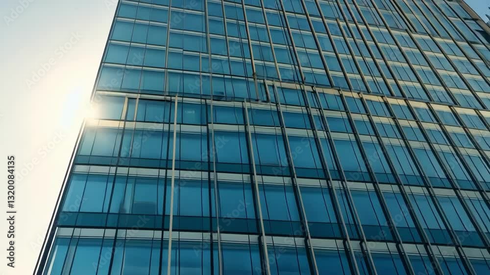 Close-Up View of Modern Corporate Office Building with Glass Facade Close-Up View of Modern Corporate Office Building with Glass Facade