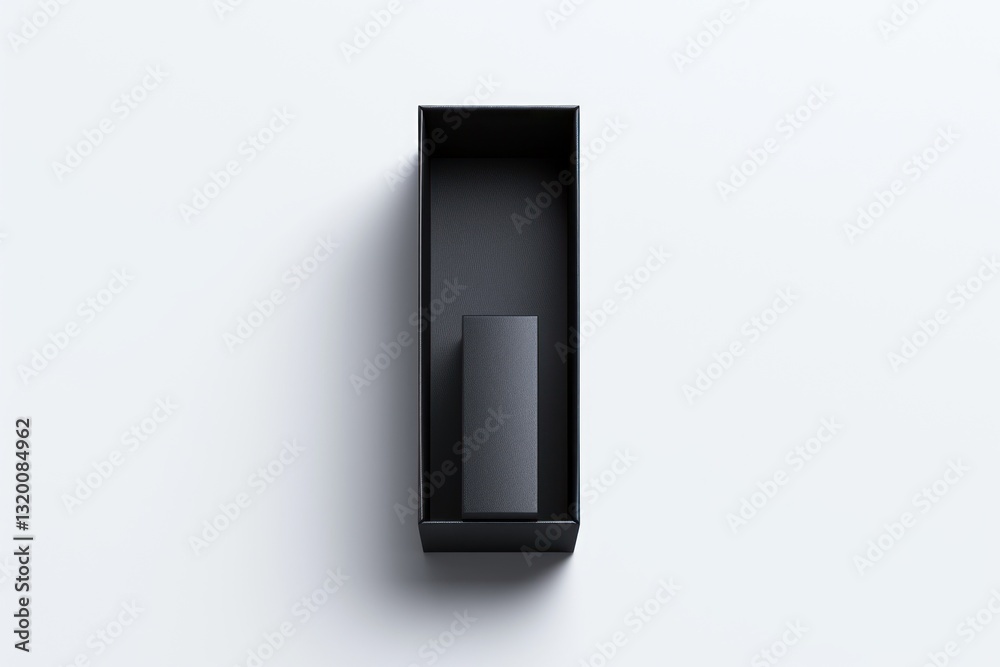 Black product in box on white background Black product in box on white background