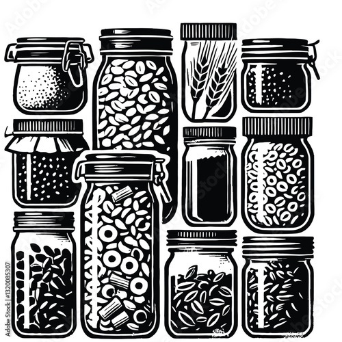 Zero-Waste Kitchen Jars Silhouette