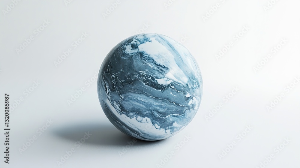 Abstract Marble Sphere: Blue and White Swirl Globe Abstract Marble Sphere: Blue and White Swirl Globe