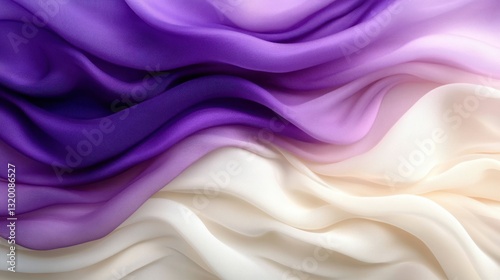 Flowing fabric Purple and cream waves of delicate, elegant, sheer material