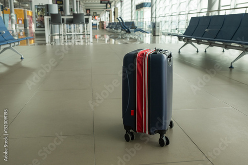Fototapeta Naklejka Na Ścianę i Meble -  suitcase at the airport bright colors and space for copy