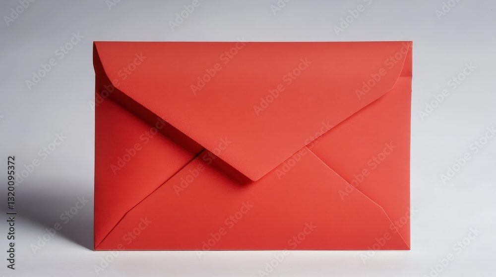 A red envelope on a white gray background A red envelope on a white gray background