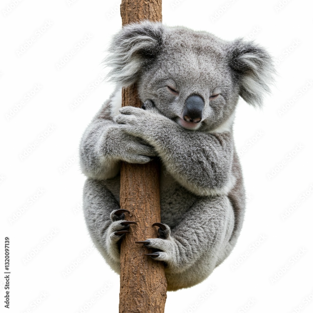 Fototapeta premium High Quality Close Up of a Koala Clinging to a Tree