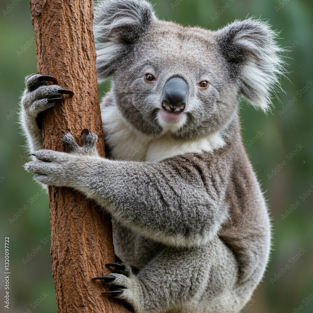 Obraz premium Cute Koala Holding a Tree with Its Strong Claws