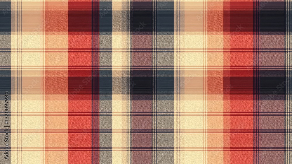 Obraz premium A colorful plaid pattern featuring intersecting vertical and horizontal lines